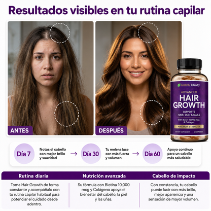 2x1 Hair Growth® Vitamina para cabello con Biotina x 60 cápsulas
