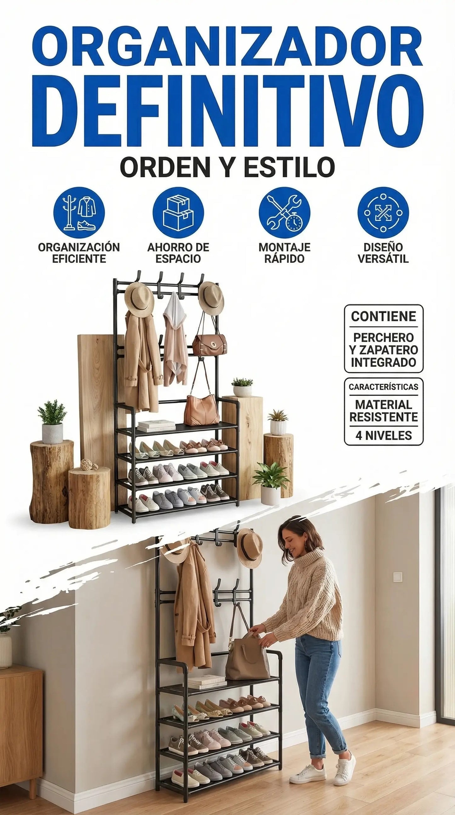 Closy™ - Organizador 4 en 1 + Perchero Vertical